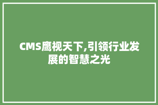 CMS鹰视天下,引领行业发展的智慧之光 搜狗SEO