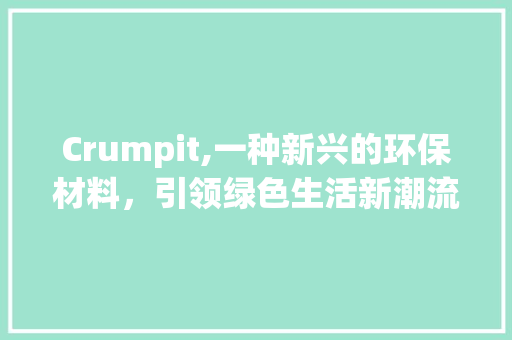 Crumpit,一种新兴的环保材料，引领绿色生活新潮流 必应SEO