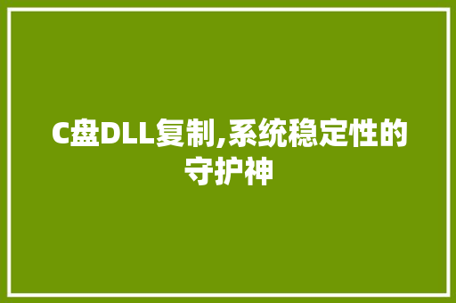 C盘DLL复制,系统稳定性的守护神 神马SEO
