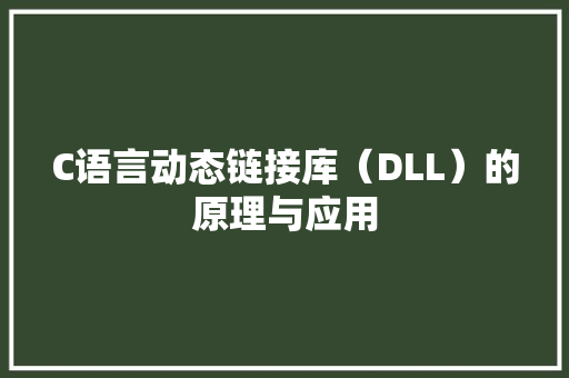 C语言动态链接库(DLL)的原理与应用 神马SEO C语言动态链接库(DLL)的原理与应用 神马SEO