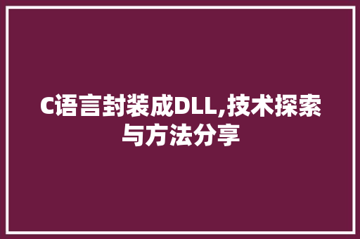 C语言封装成DLL,技术探索与方法分享 百度SEO