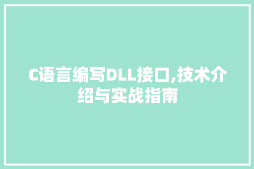 C语言编写DLL接口,技术介绍与实战指南 神马SEO