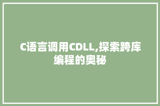 C语言调用CDLL,探索跨库编程的奥秘 GoogleSEO