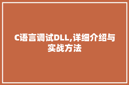 C语言调试DLL,详细介绍与实战方法 必应SEO