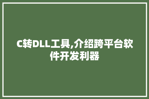 C转DLL工具,介绍跨平台软件开发利器 GoogleSEO