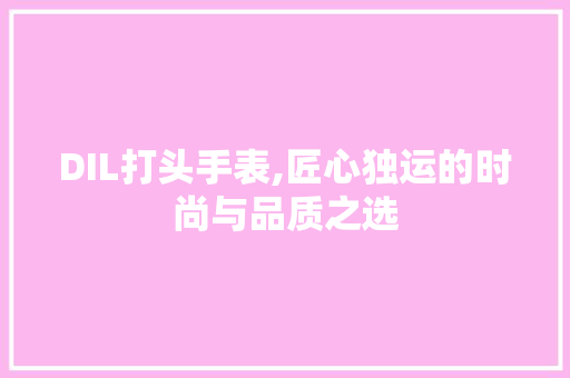 DIL打头手表,匠心独运的时尚与品质之选 搜狗SEO