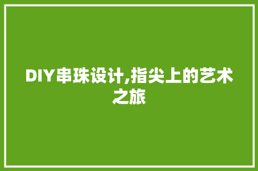 DIY串珠设计,指尖上的艺术之旅 神马SEO