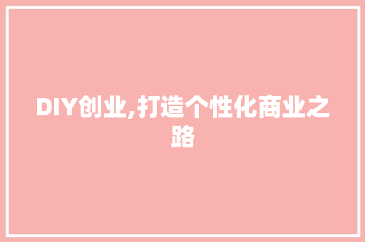 DIY创业,打造个性化商业之路 百度SEO