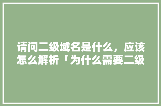 请问二级域名是什么，应该怎么解析「为什么需要二级域名呢」 请问二级域名是什么，应该怎么解析「为什么需要二级域名呢」 神马SEO
