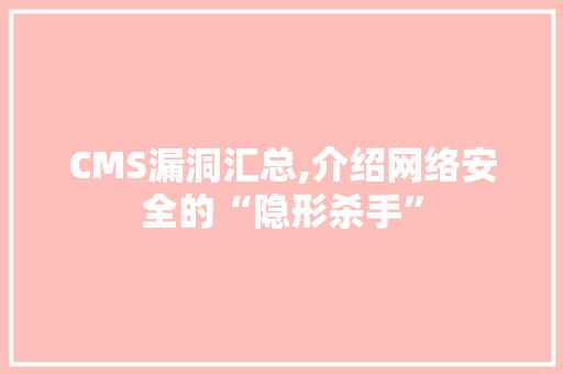 CMS漏洞汇总,介绍网络安全的“隐形杀手” 百度SEO