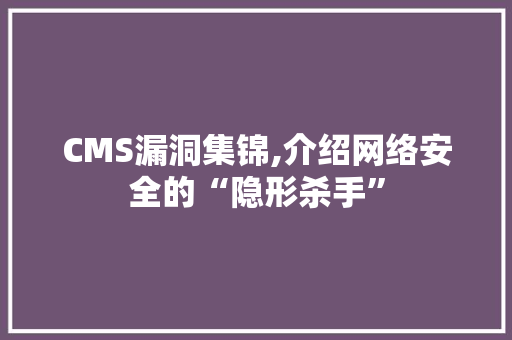 CMS漏洞集锦,介绍网络安全的“隐形杀手”