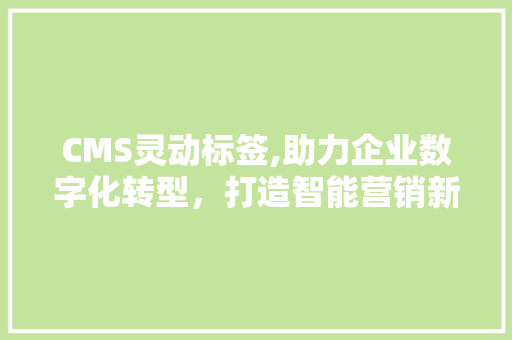 CMS灵动标签,助力企业数字化转型，打造智能营销新生态 神马SEO