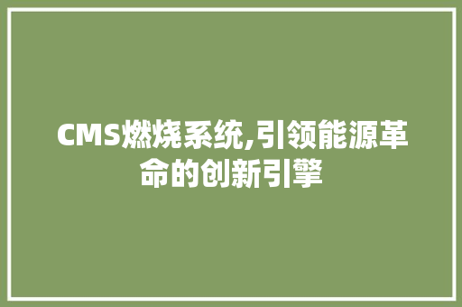 CMS燃烧系统,引领能源革命的创新引擎 百度SEO