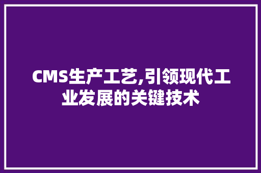 CMS生产工艺,引领现代工业发展的关键技术 GoogleSEO