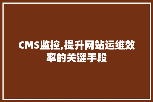 CMS监控,提升网站运维效率的关键手段 GoogleSEO
