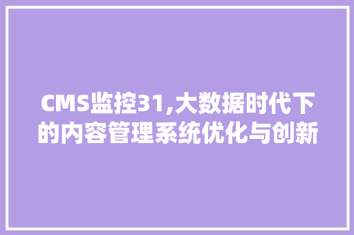 CMS监控31,大数据时代下的内容管理系统优化与创新 百度SEO