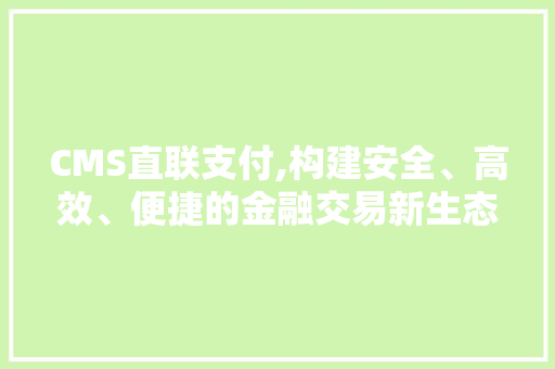 CMS直联支付,构建安全、高效、便捷的金融交易新生态 搜狗SEO