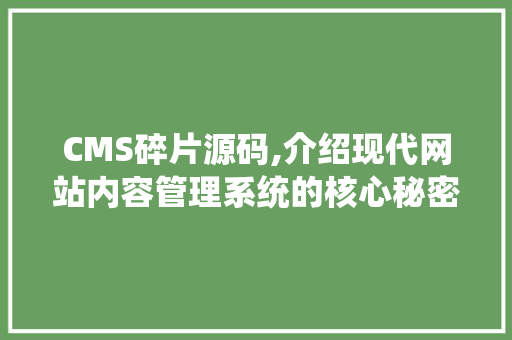 CMS碎片源码,介绍现代网站内容管理系统的核心秘密 神马SEO