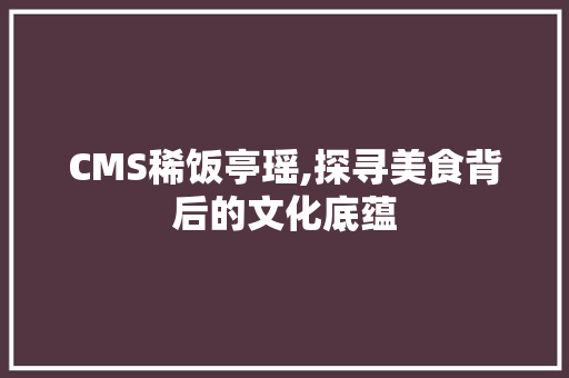 CMS稀饭亭瑶,探寻美食背后的文化底蕴 必应SEO