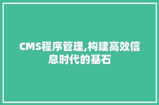 CMS程序管理,构建高效信息时代的基石 必应SEO