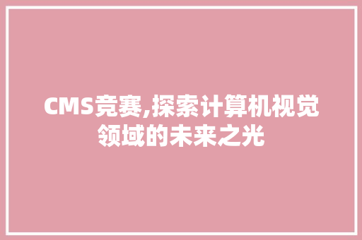CMS竞赛,探索计算机视觉领域的未来之光 搜狗SEO