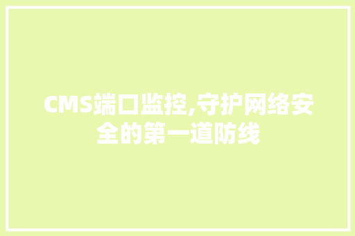 CMS端口监控,守护网络安全的第一道防线 百度SEO