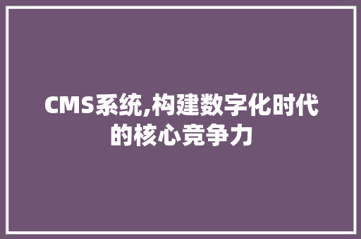CMS系统,构建数字化时代的核心竞争力 百度SEO