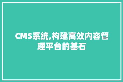 CMS系统,构建高效内容管理平台的基石 GoogleSEO