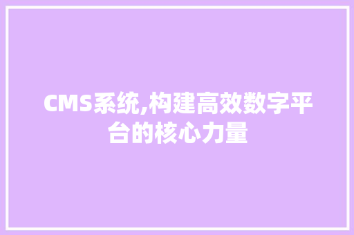CMS系统,构建高效数字平台的核心力量 GoogleSEO
