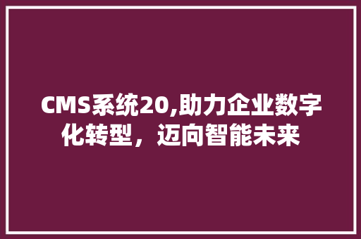 CMS系统20,助力企业数字化转型，迈向智能未来 搜狗SEO
