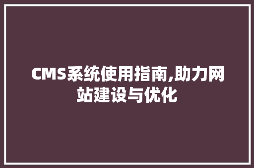 CMS系统使用指南,助力网站建设与优化 GoogleSEO