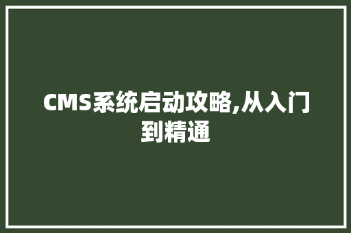 CMS系统启动攻略,从入门到精通