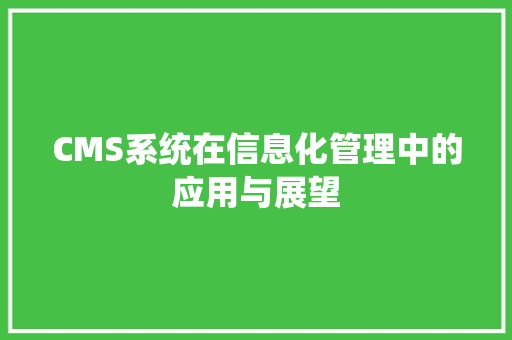 CMS系统在信息化管理中的应用与展望 必应SEO