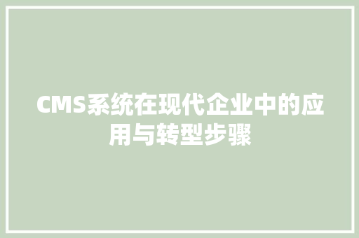 CMS系统在现代企业中的应用与转型步骤