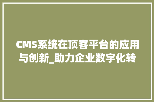 CMS系统在顶客平台的应用与创新_助力企业数字化转型 百度SEO