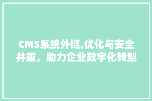 CMS系统外链,优化与安全并重，助力企业数字化转型 GoogleSEO