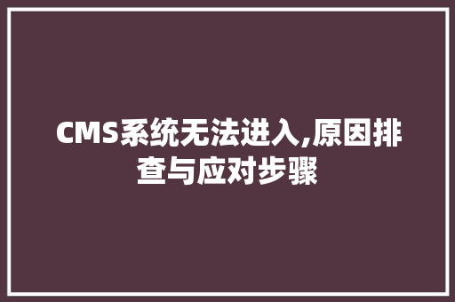 CMS系统无法进入,原因排查与应对步骤 百度SEO