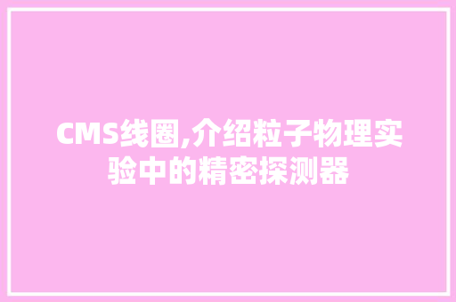 CMS线圈,介绍粒子物理实验中的精密探测器 GoogleSEO