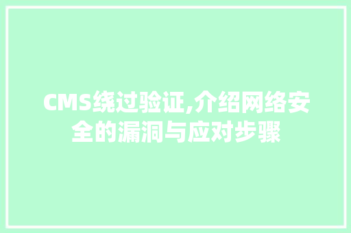 CMS绕过验证,介绍网络安全的漏洞与应对步骤 必应SEO