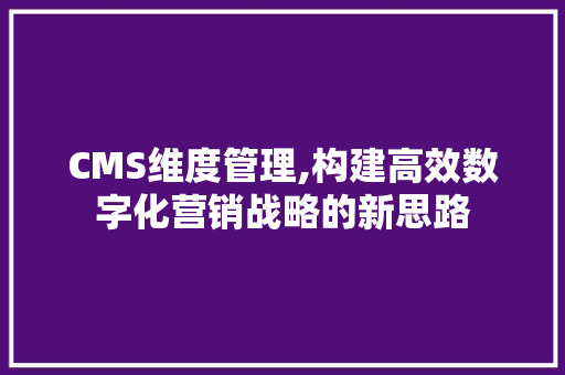 CMS维度管理,构建高效数字化营销战略的新思路 必应SEO