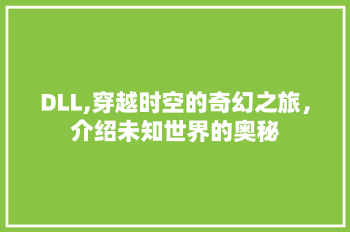 DLL,穿越时空的奇幻之旅，介绍未知世界的奥秘 神马SEO