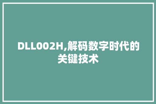 DLL002H,解码数字时代的关键技术 神马SEO