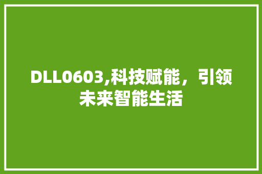 DLL0603,科技赋能，引领未来智能生活 百度SEO