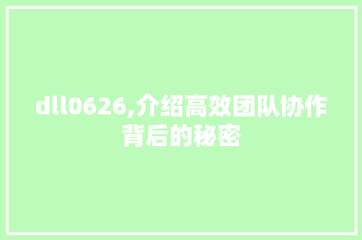 dll0626,介绍高效团队协作背后的秘密 必应SEO