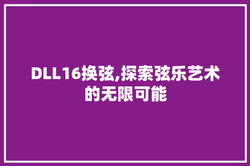 DLL16换弦,探索弦乐艺术的无限可能 神马SEO