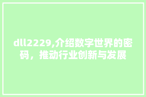 dll2229,介绍数字世界的密码，推动行业创新与发展 GoogleSEO