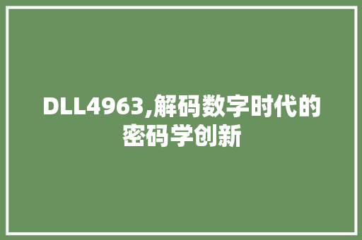 DLL4963,解码数字时代的密码学创新 GoogleSEO
