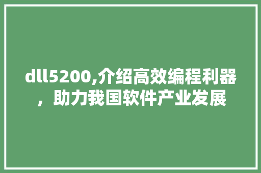 dll5200,介绍高效编程利器，助力我国软件产业发展 搜狗SEO