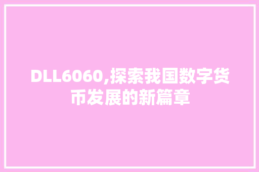 DLL6060,探索我国数字货币发展的新篇章 GoogleSEO