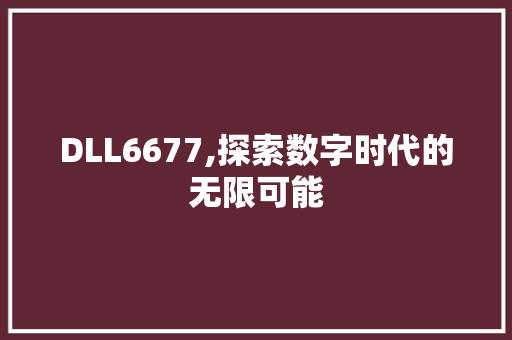 DLL6677,探索数字时代的无限可能 神马SEO